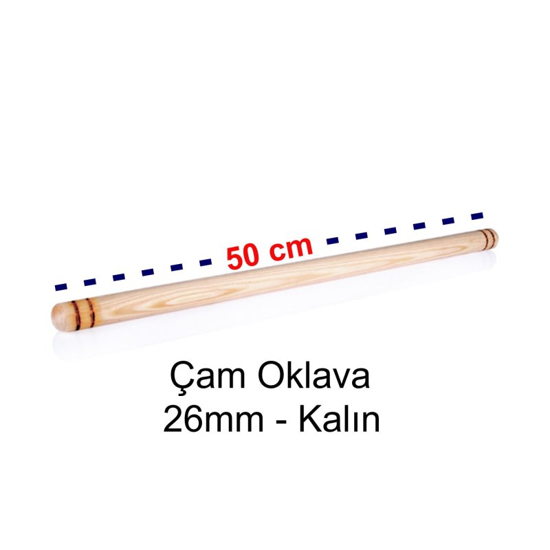 Ahşap Çam Oklava 50cm 26mm Kalın